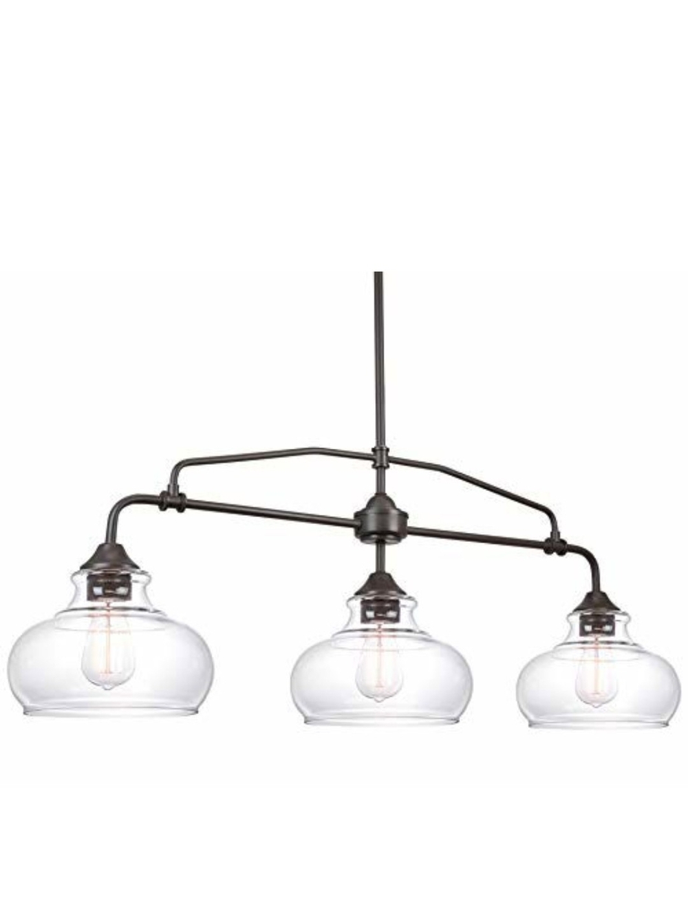 Three-Light Pendant in Black & Clear